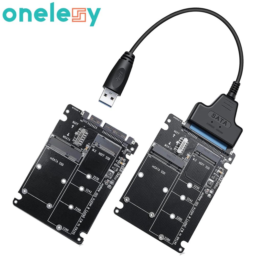 Onelesy USB 3.0 SATA-M.2 NGFF SSD ϵ ̺ , mSATA-SATA III   ȯ, B + M Ű MSATA SSD SATA 